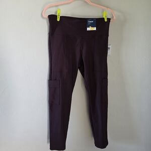 Old Navy Powersoft 7/8 High Rise Dark Purple Leggings with Pockets